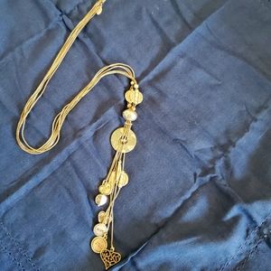 Lia Sophia charm brushed silver-colored necklace